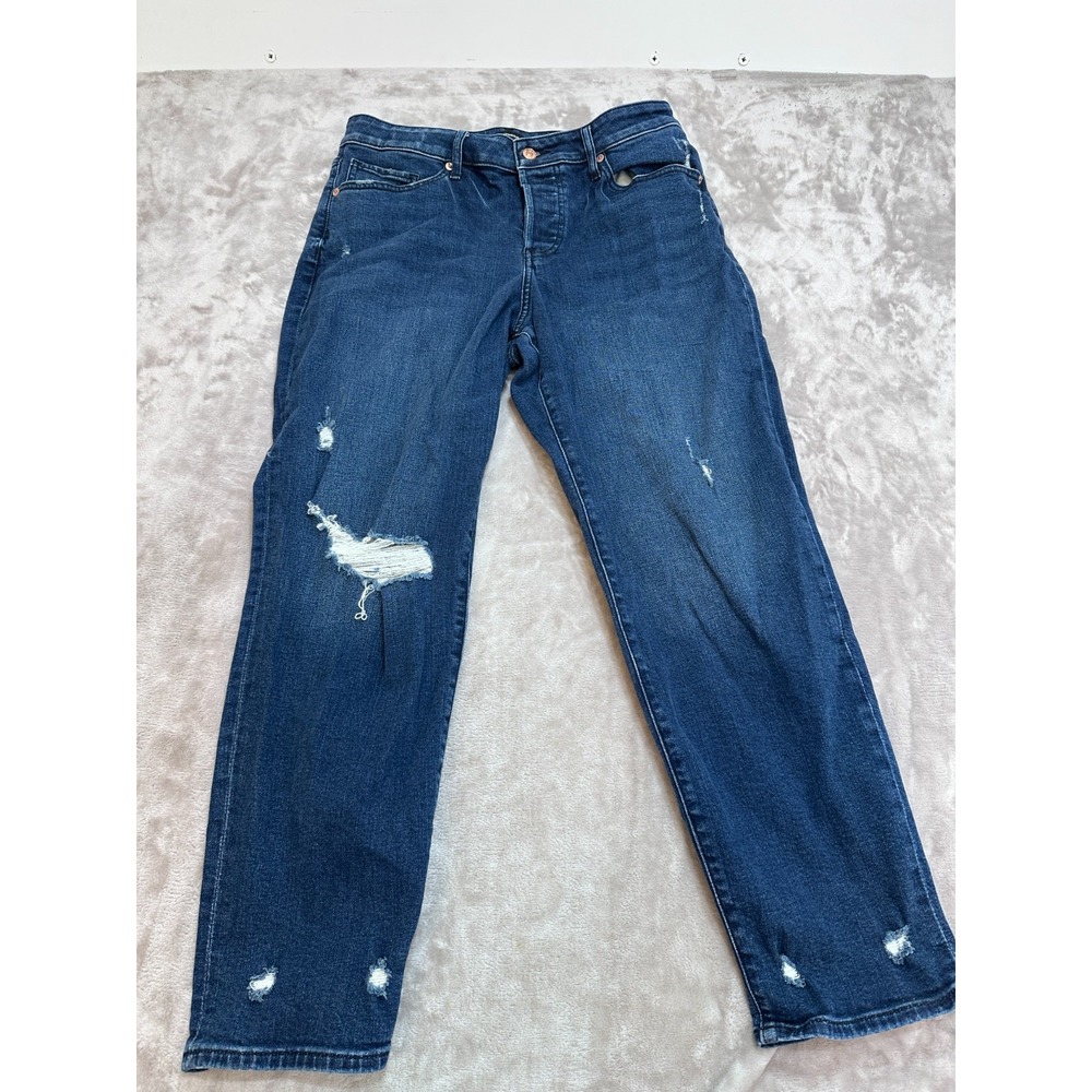Express Boyfriend Jeans Womens 10R Blue Mid Rise Relaxed Distressed Denim